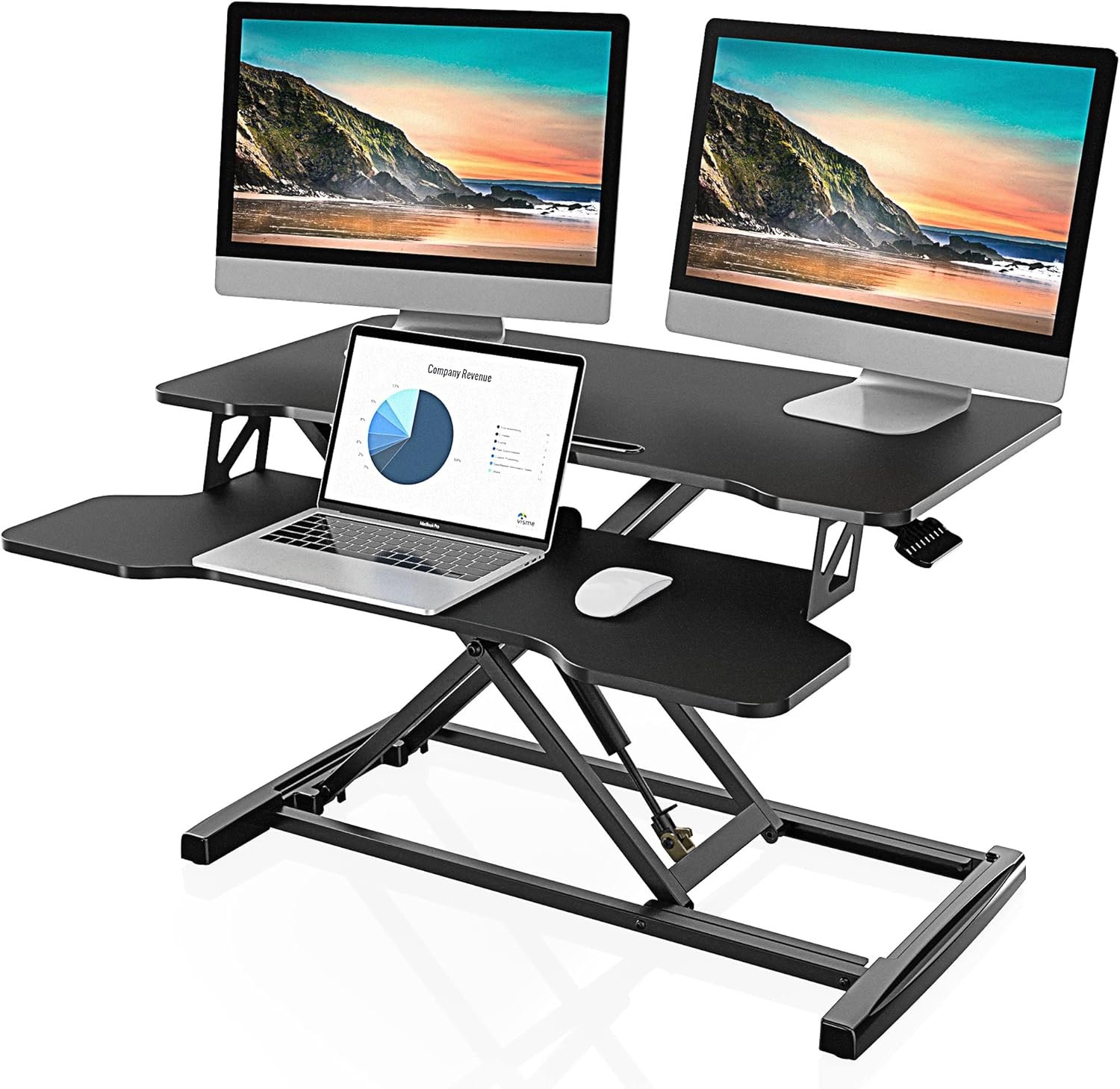 FITUEYES Height Adjustable Standing Desk 32” Wide Sit to Stand Converter Stand Up Desk Tabletop
