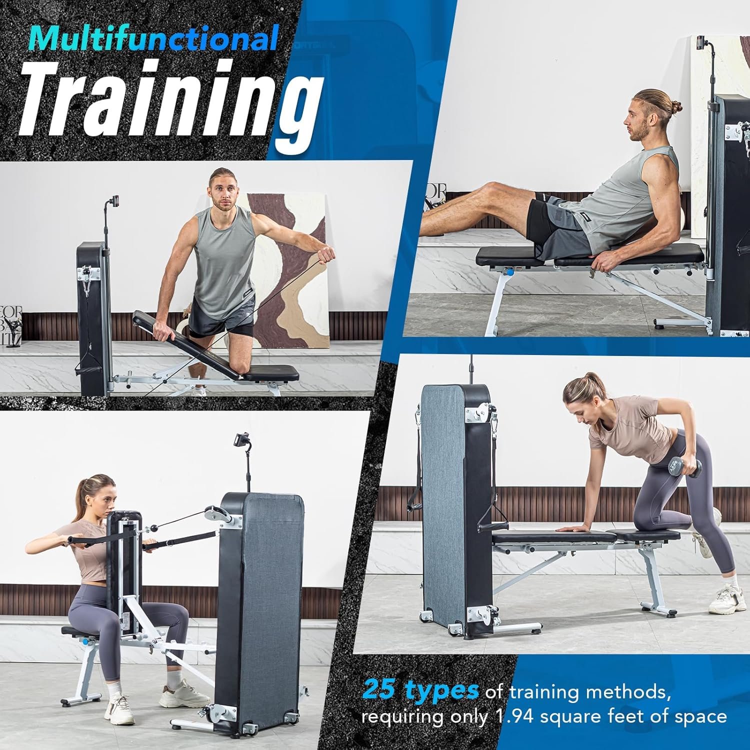 5 best smart home Gym Equipment 1 Sportsoul Home Gym, 25 Exercise Modes Multifunctional Workout Station with 80LBS