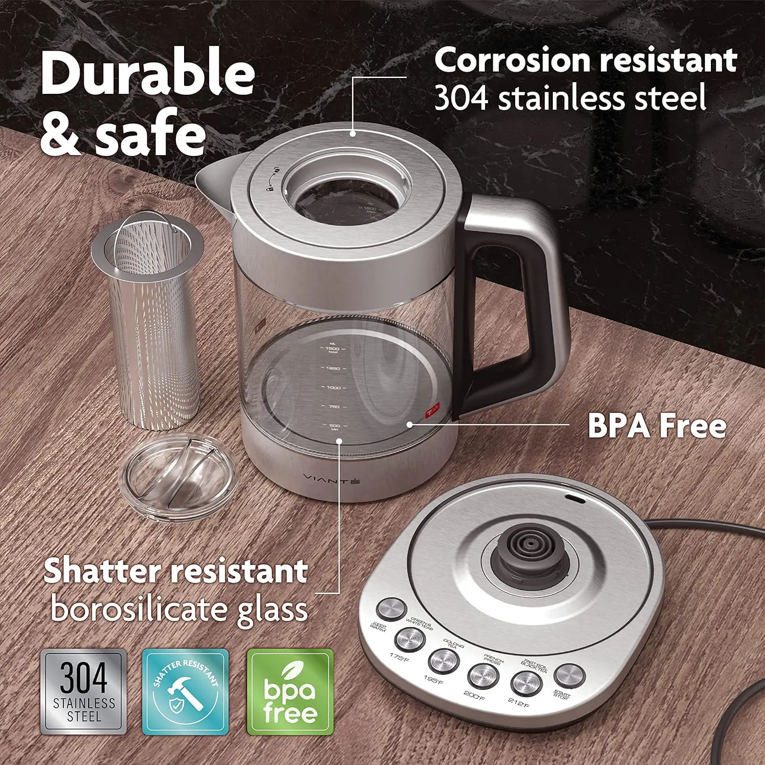 <strong>Vianté Electric Kettle with Tea Infuser</strong>