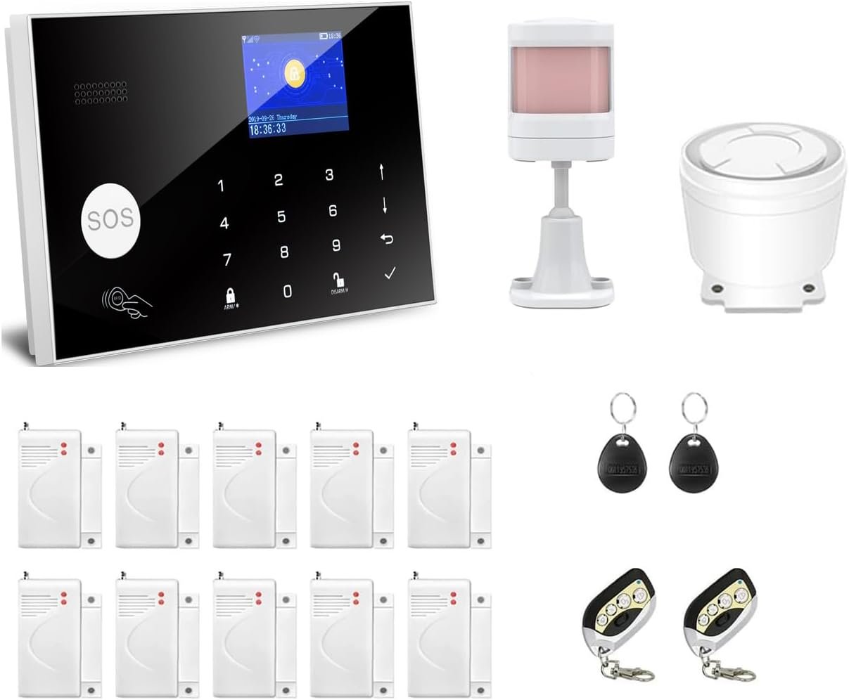 5 best smart home security system 6 GSM Home Security Alarm System, Door/Window Sensor (x10) Motion Detector (x1)