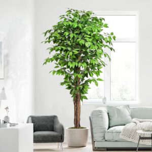 Top 10 Best Indoor Trees for Your Home 8 6.2ft Ficus Artificial Trees with 3 Natural Curved Trunks8