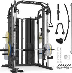 DONOW Smith Machine with 160kg Weight Stacks Power Cage Squat Rack Dual Cable1