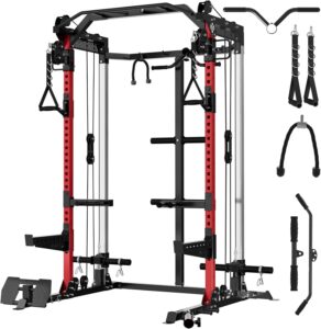 Discover 7 Best Home Gym Setup Equipment 5 Mikolo Power Cage 2000LB Squat Rack Dual Pulley Cable Crossover System Multi function Free Weight Home Gym Workout Machine with Attachments5
