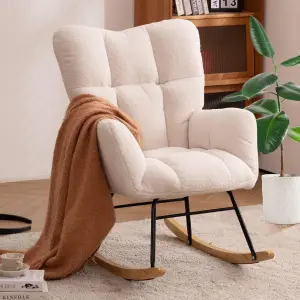 NIOIIKIT Nursery Rocking Chair Teddy Upholstered Glider4