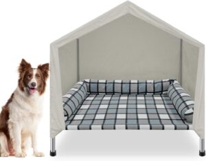 Best Indoor Dog House: Top Picks for Comfort & Style 1 ndoor Elevated Dog Bed House Weatherproof 2 in 1 Dog Cot Bed with Canopy Cooling Raised Pet Bed House with1