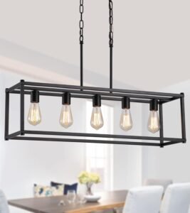best 10 Modern Kitchen Lighting Fixtures: Illuminate Your Culinary Space 10 AMZASA Black Rectangle Kitchen Island Lights1